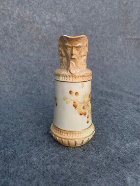 Antique Royal Worcester Porcelain Blush Ivory “Mask” Jug, Possibly 1889 Date